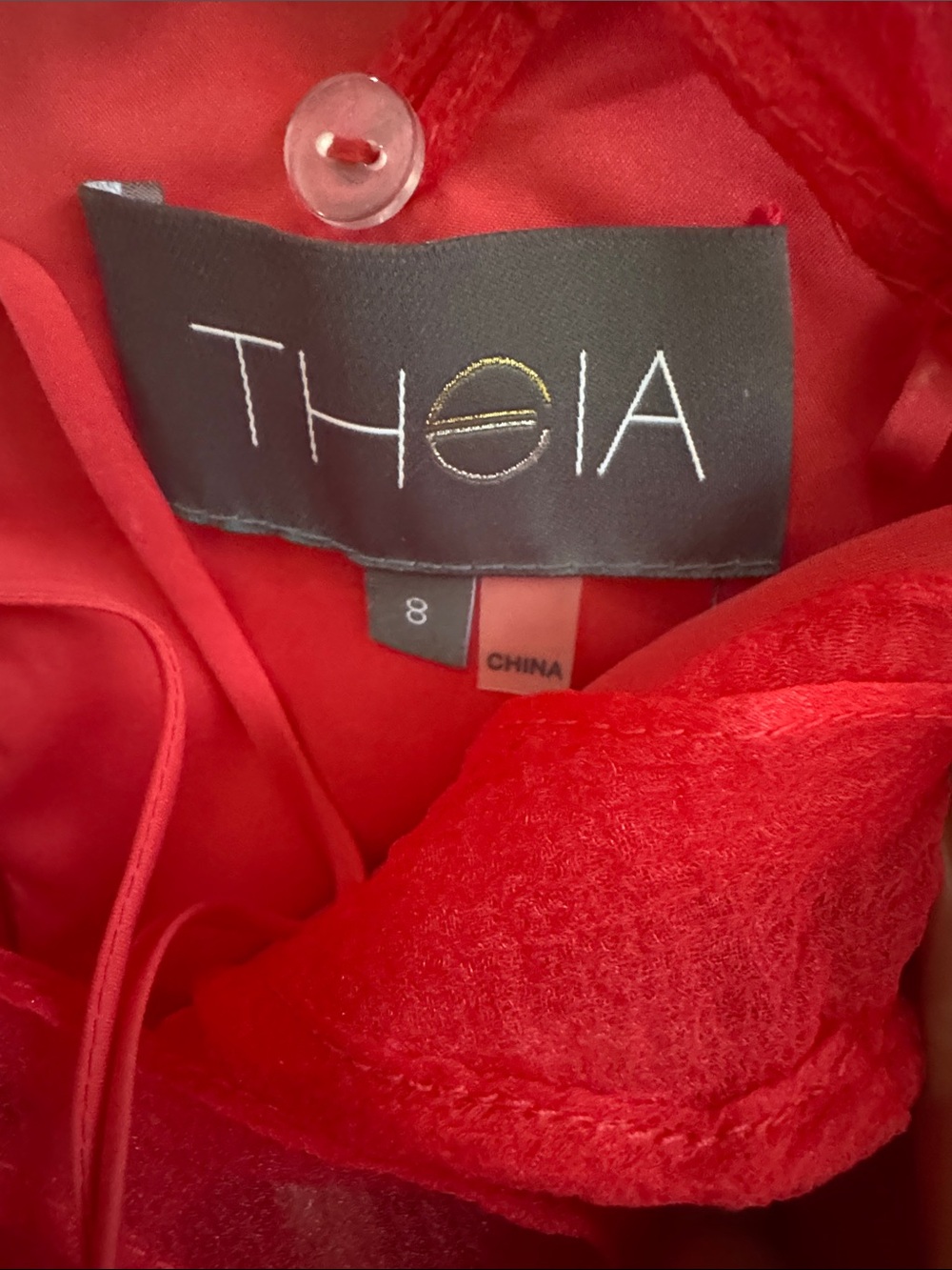 THeIA Teresa Strapless Draped Gown Red Ruffled Strap Evening Dress Size 8 - Picture 14 of 16
